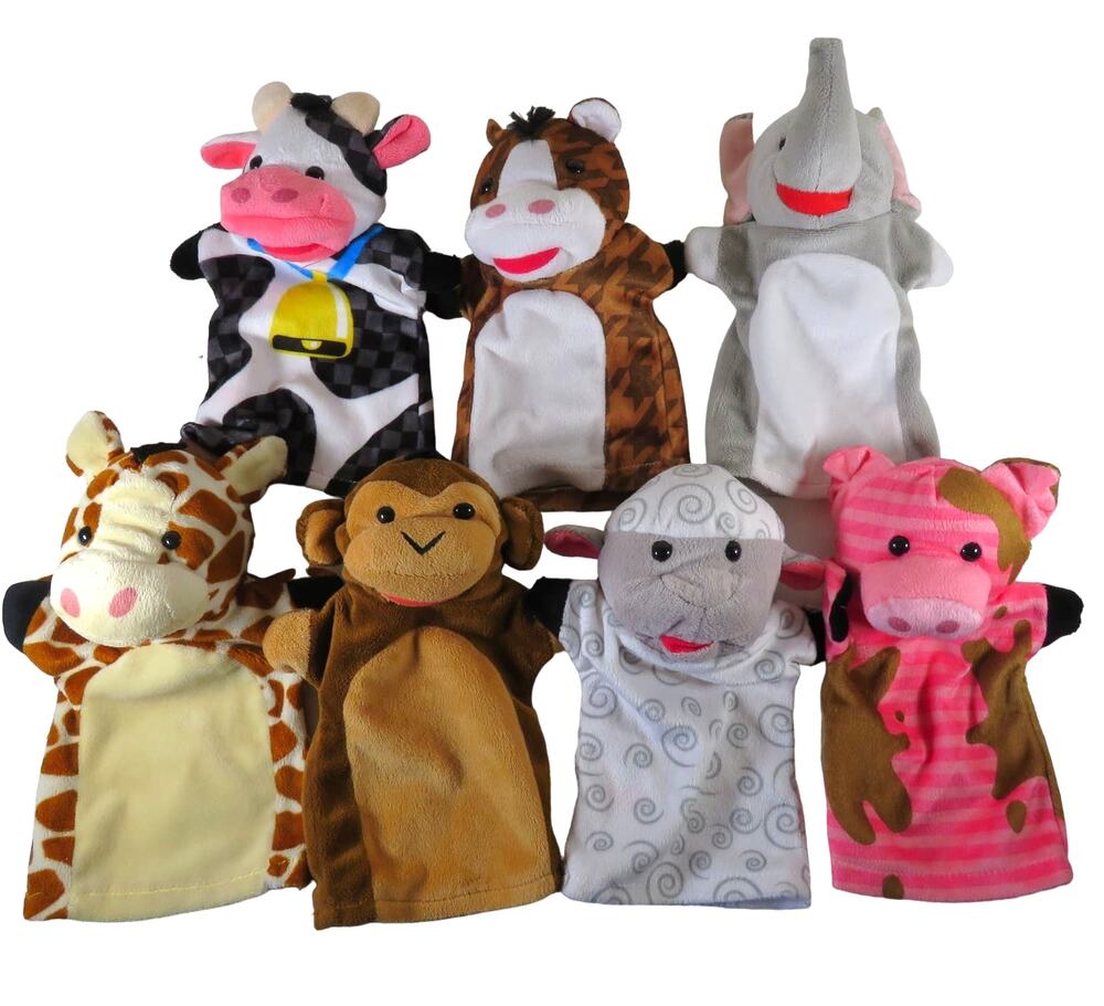 Melissa & Doug Animal Hand Puppets Set of 7 Kids Educational Play Toys